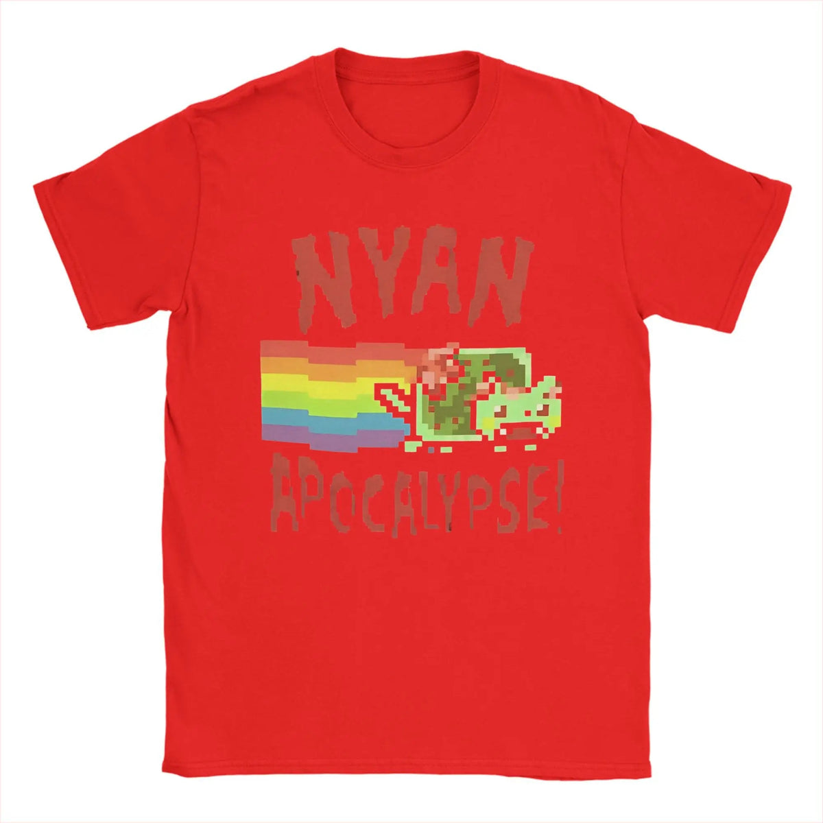 Nyan cats Apocalypse Game T Shirt Short Sleeve Red