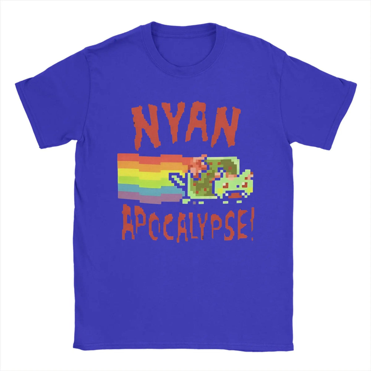 Nyan cats Apocalypse Game T Shirt Short Sleeve Blue