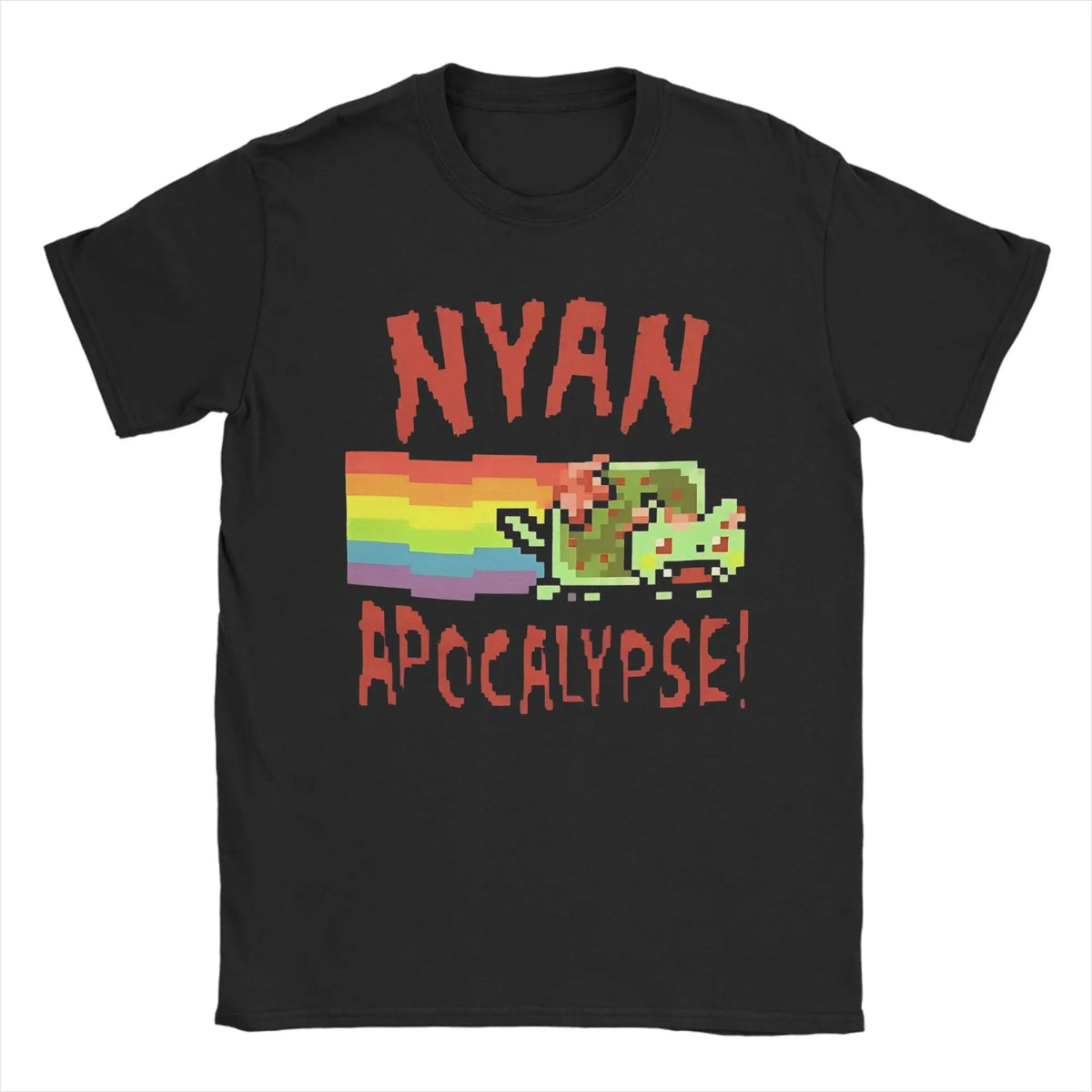 Nyan cats Apocalypse Game T Shirt Short Sleeve Black