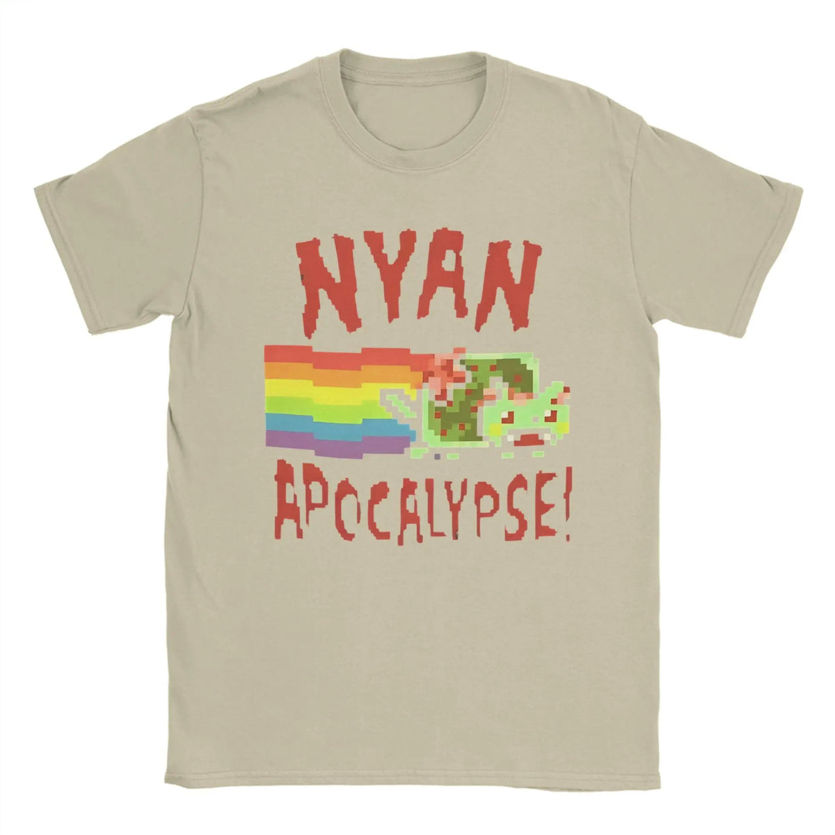 Nyan cats Apocalypse Game T Shirt Short Sleeve Khaki