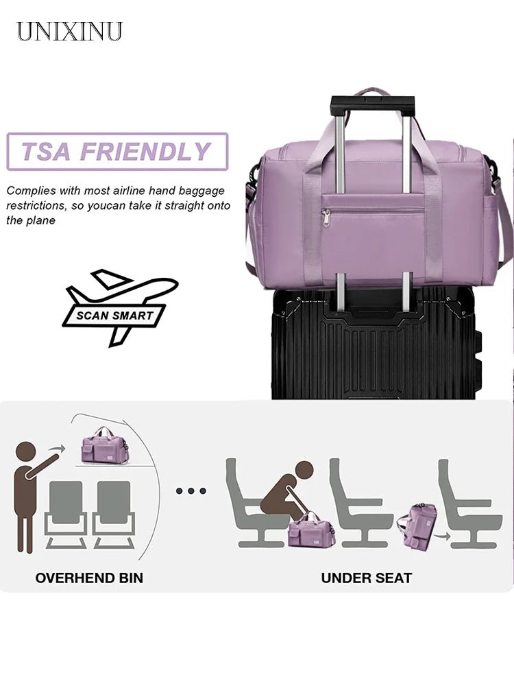 Nylon Weekender Bag with Shoe Compartment