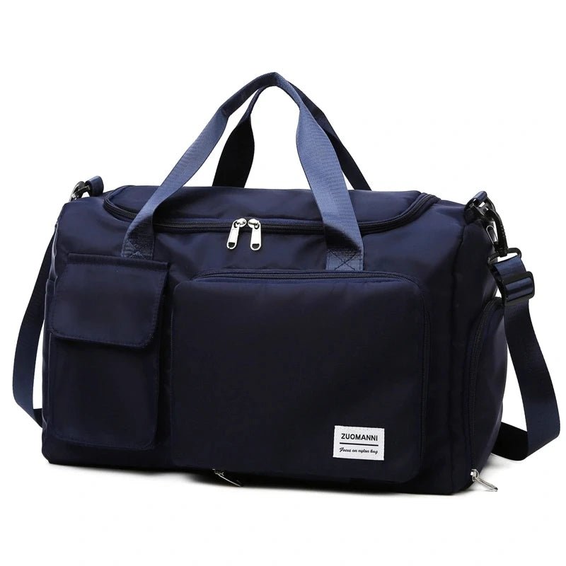 Nylon Weekender Bag with Shoe Compartment DEEP BLUE