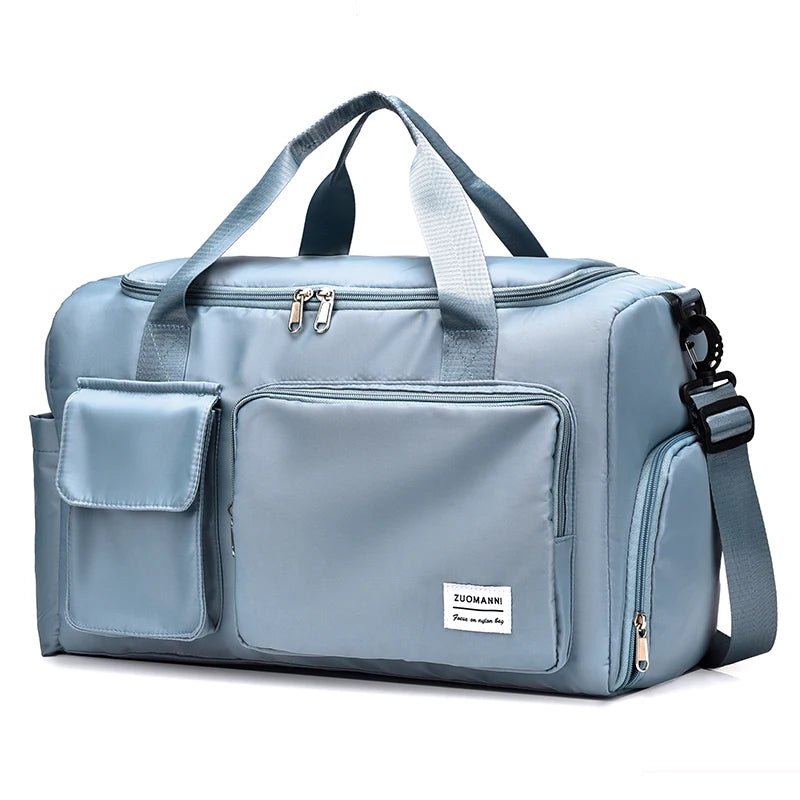 Nylon Weekender Bag with Shoe Compartment Blue
