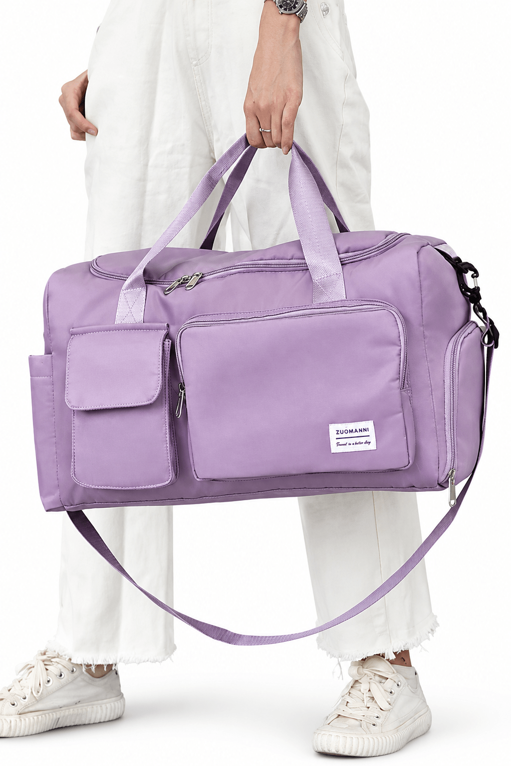 Nylon Weekender Bag with Shoe Compartment