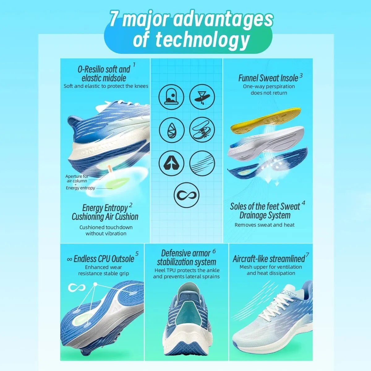 ONEMIX Unisex Mesh Lace-Up Running Shoes