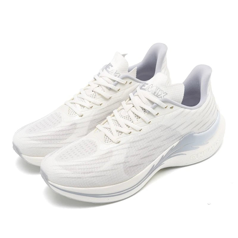 ONEMIX Unisex Mesh Lace-Up Running Shoes white