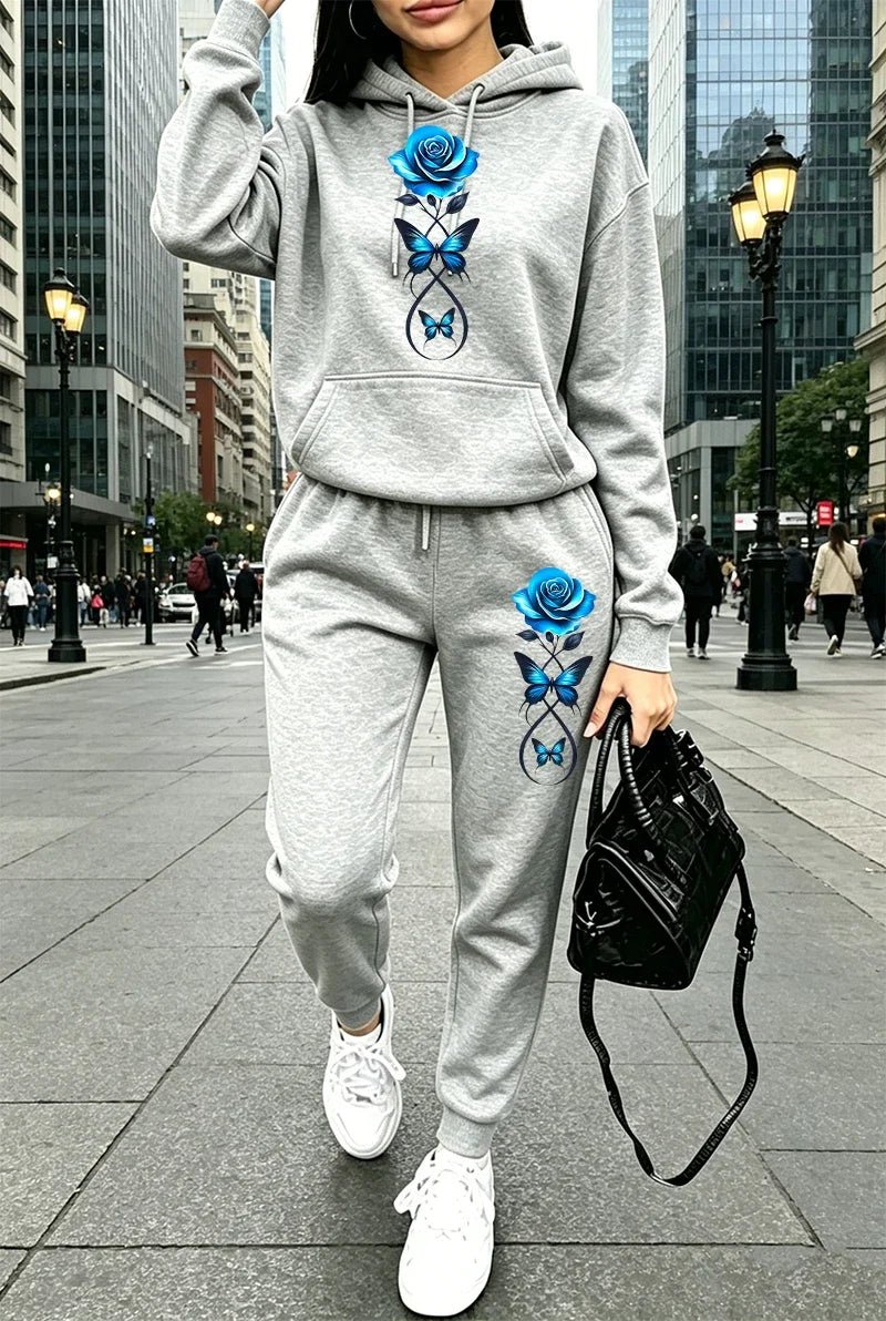 Outfits Hooded Sweatshirt Sportswear Pants Knit GreySet