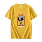 Oversized Cotton Graphic T Shirt Relaxed Fit Cotton - Yellow XS（old）
