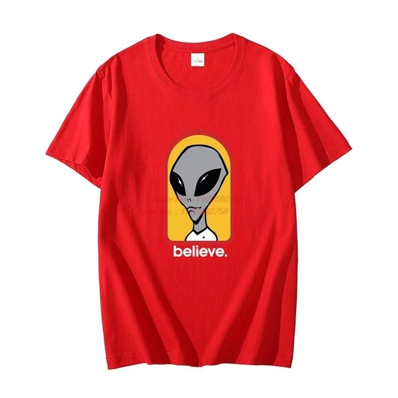 Oversized Cotton Graphic T Shirt Relaxed Fit Cotton - red XS（old）