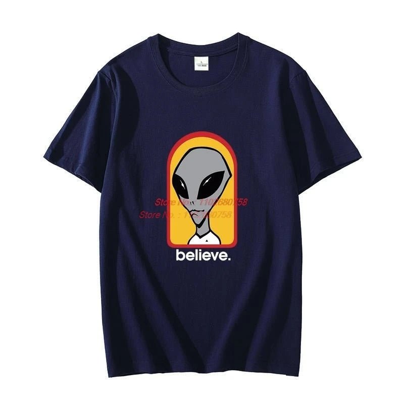 Oversized Cotton Graphic T Shirt Relaxed Fit Cotton - Navy blue XS（old）