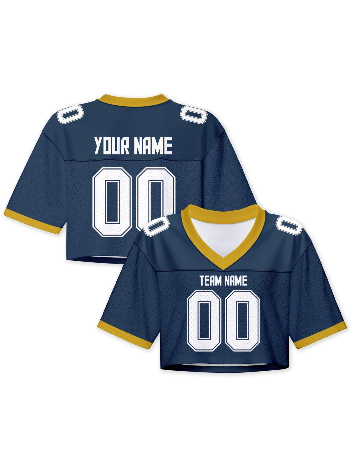 Personalized American Football Crop T Shirt Knit Navy 4