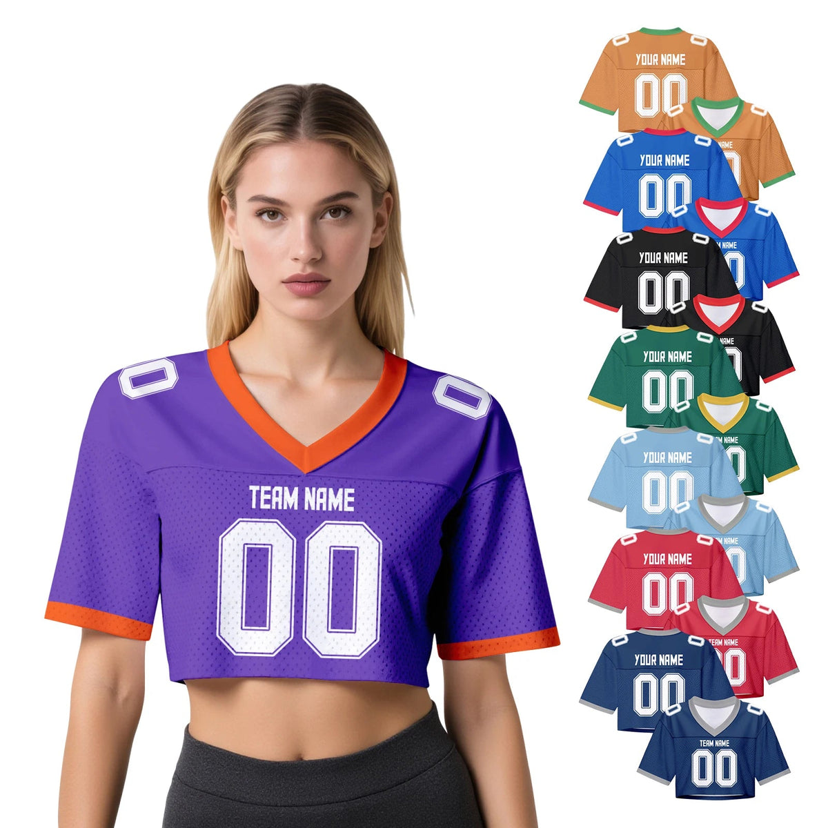 Personalized American Football Crop T Shirt Knit