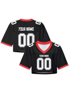 Personalized American Football Crop T Shirt Knit Black