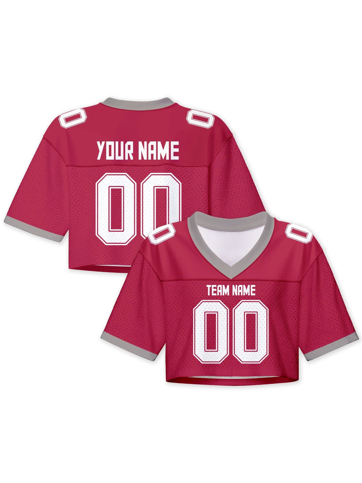 Personalized American Football Crop T Shirt Knit Red 1