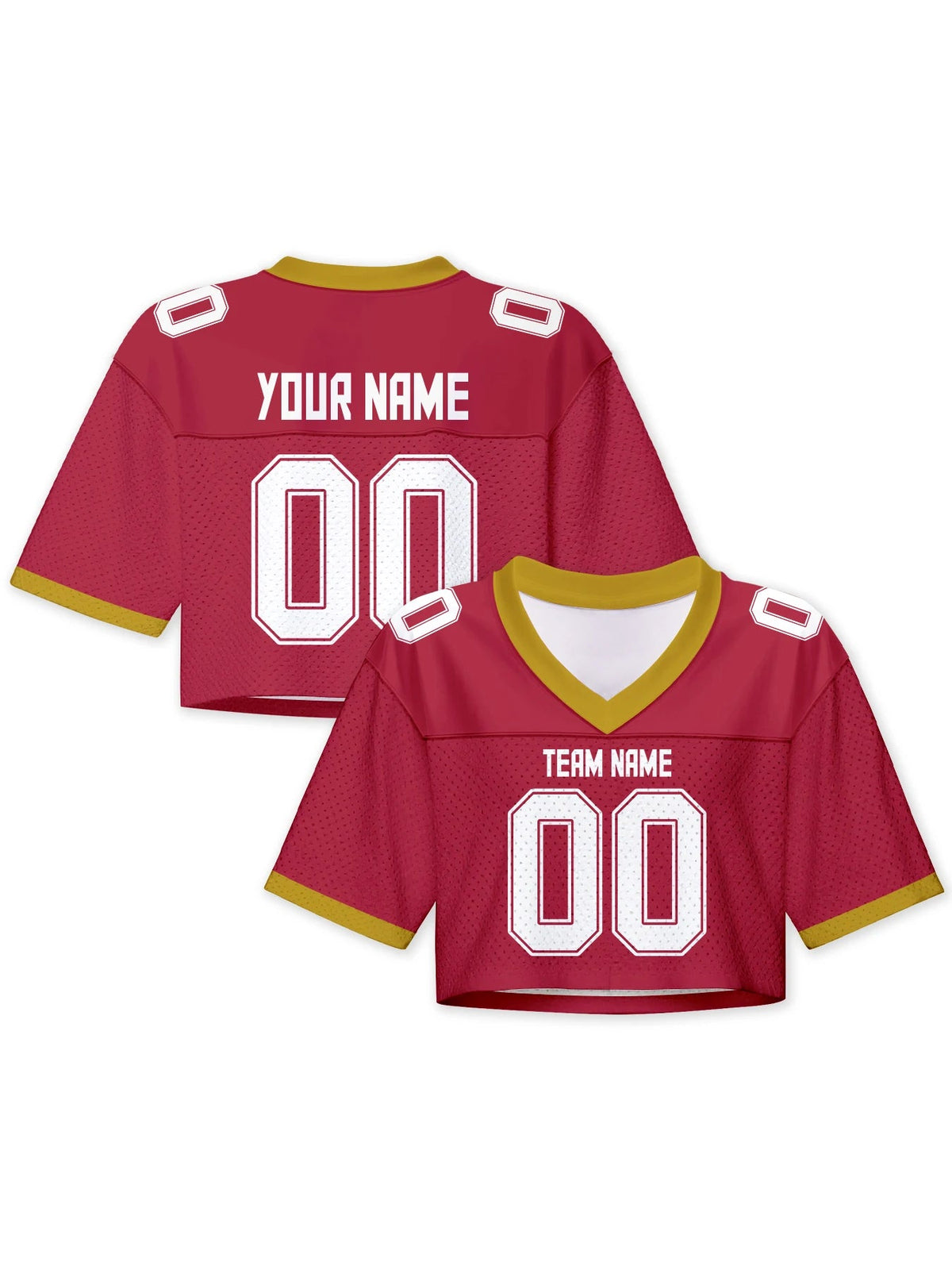 Personalized American Football Crop T Shirt Knit Red 3