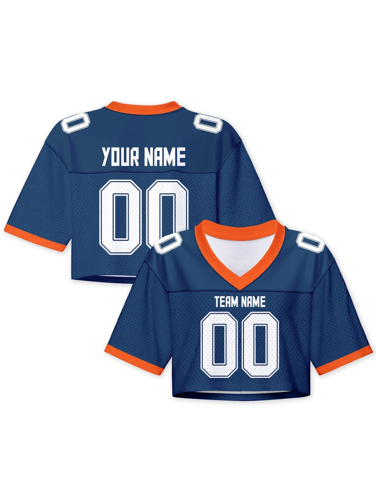 Personalized American Football Crop T Shirt Knit Navy 1