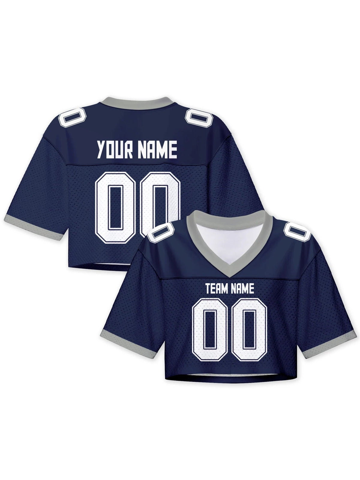 Personalized American Football Crop T Shirt Knit Navy 6