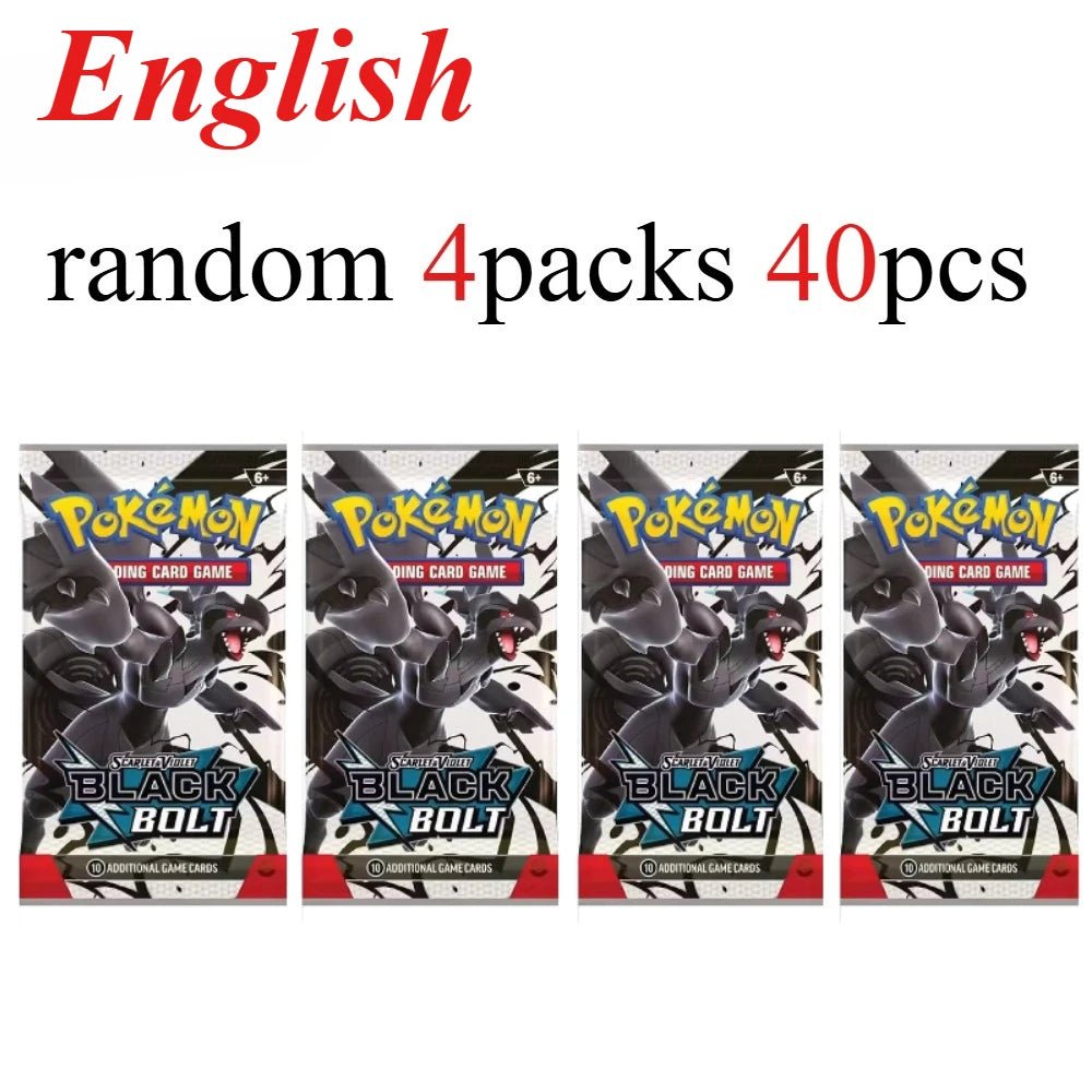 Pokémon Card Pack Bundle – 40 Cards 4packs BLACK