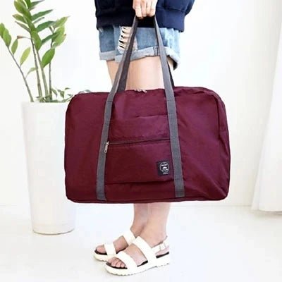 Printed Foldable Polyester Travel Bag Burgundy