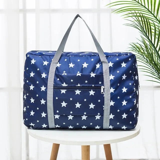 Printed Foldable Polyester Travel Bag Navy star