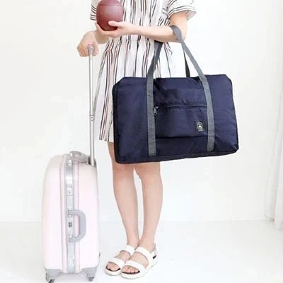 Printed Foldable Polyester Travel Bag Navy