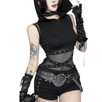 Punk Sleeveless Mesh Patchwork Top Lace Sleeveless