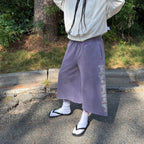 Purple Letter-Print Cotton Shorts