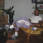 Purple Letter-Print Cotton Shorts