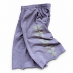 Purple Letter-Print Cotton Shorts