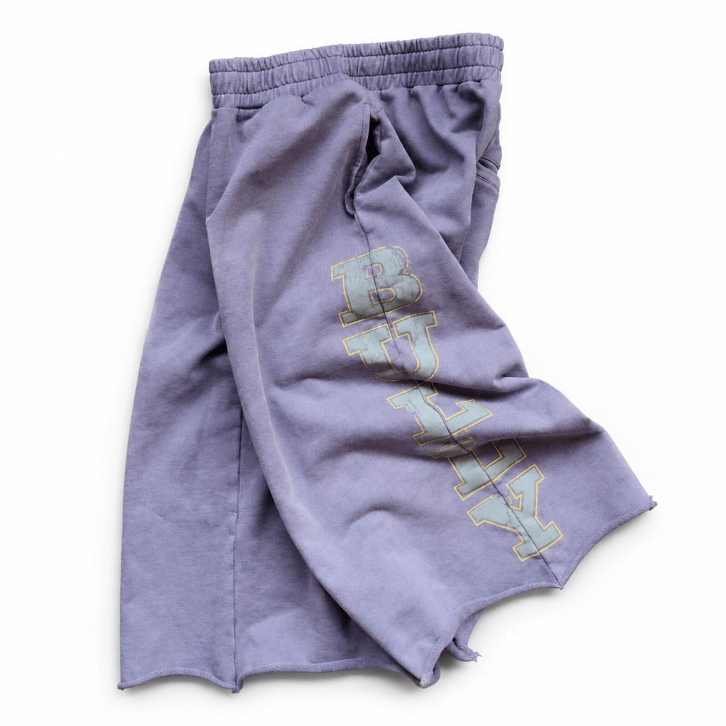 Purple Letter-Print Cotton Shorts
