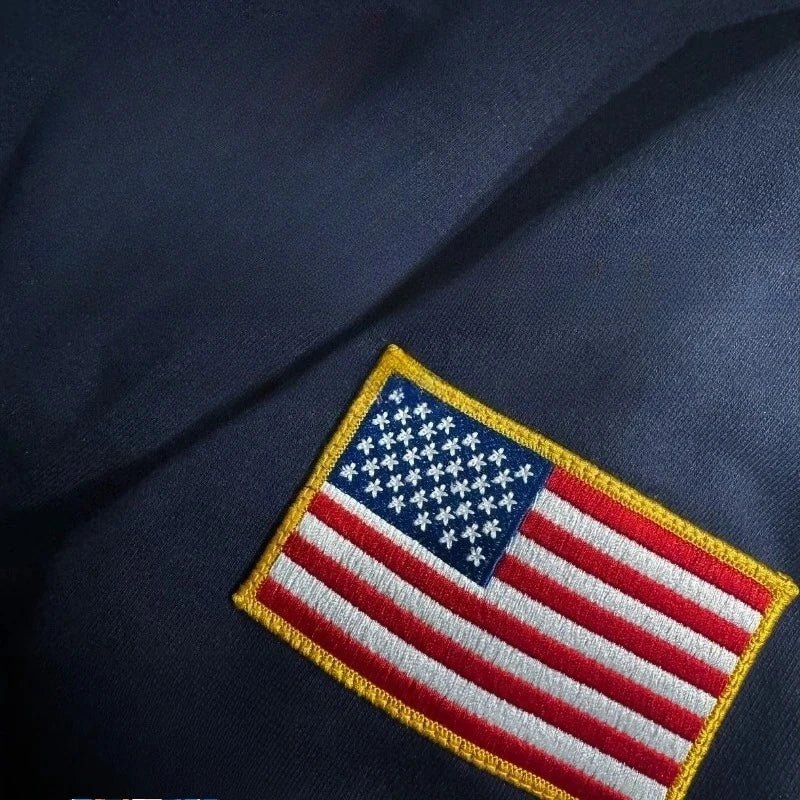Quarter-Zip Sweatshirt with Flag Sleeve Detail