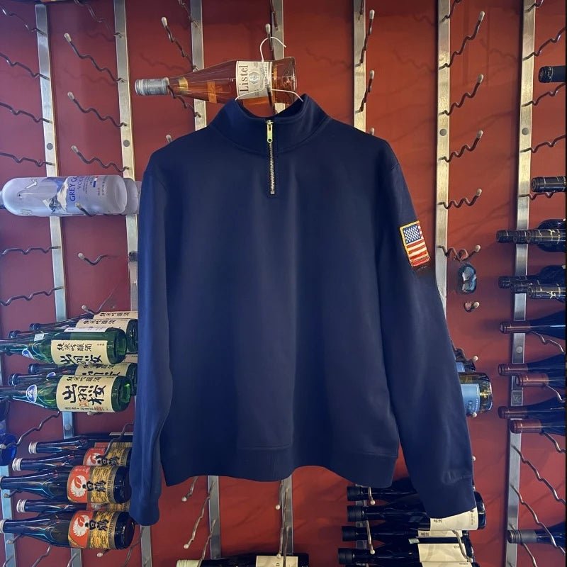 Quarter-Zip Sweatshirt with Flag Sleeve Detail