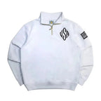 Quarter-Zip Sweatshirt with Flag Sleeve Detail USA white