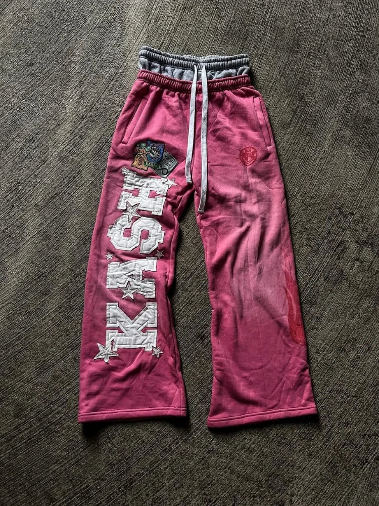 Relaxed Wide leg Embroidered Pants