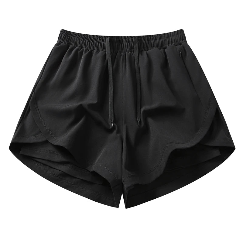 Running Fitness Breathable Three In Pants Knit K5587-black
