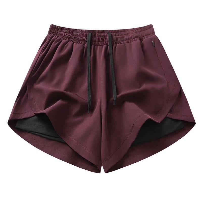 Running Fitness Breathable Three In Pants Knit K5587-maroon