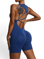 Seamless Yoga Jumpsuit Backless Romper High Waisted Lace