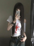 Seeslim Gothic Off T Shirt Off Shoulder Graphic