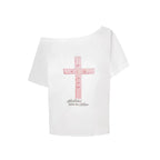 Seeslim Gothic Off T Shirt Off Shoulder Graphic WHITE