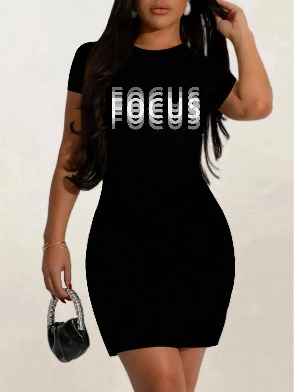 Short Sleeves Black Dress Relaxed Fit Graphic HL2022