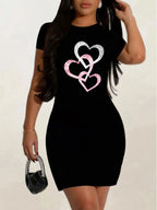 Short Sleeves Black Dress Relaxed Fit Graphic HL2024