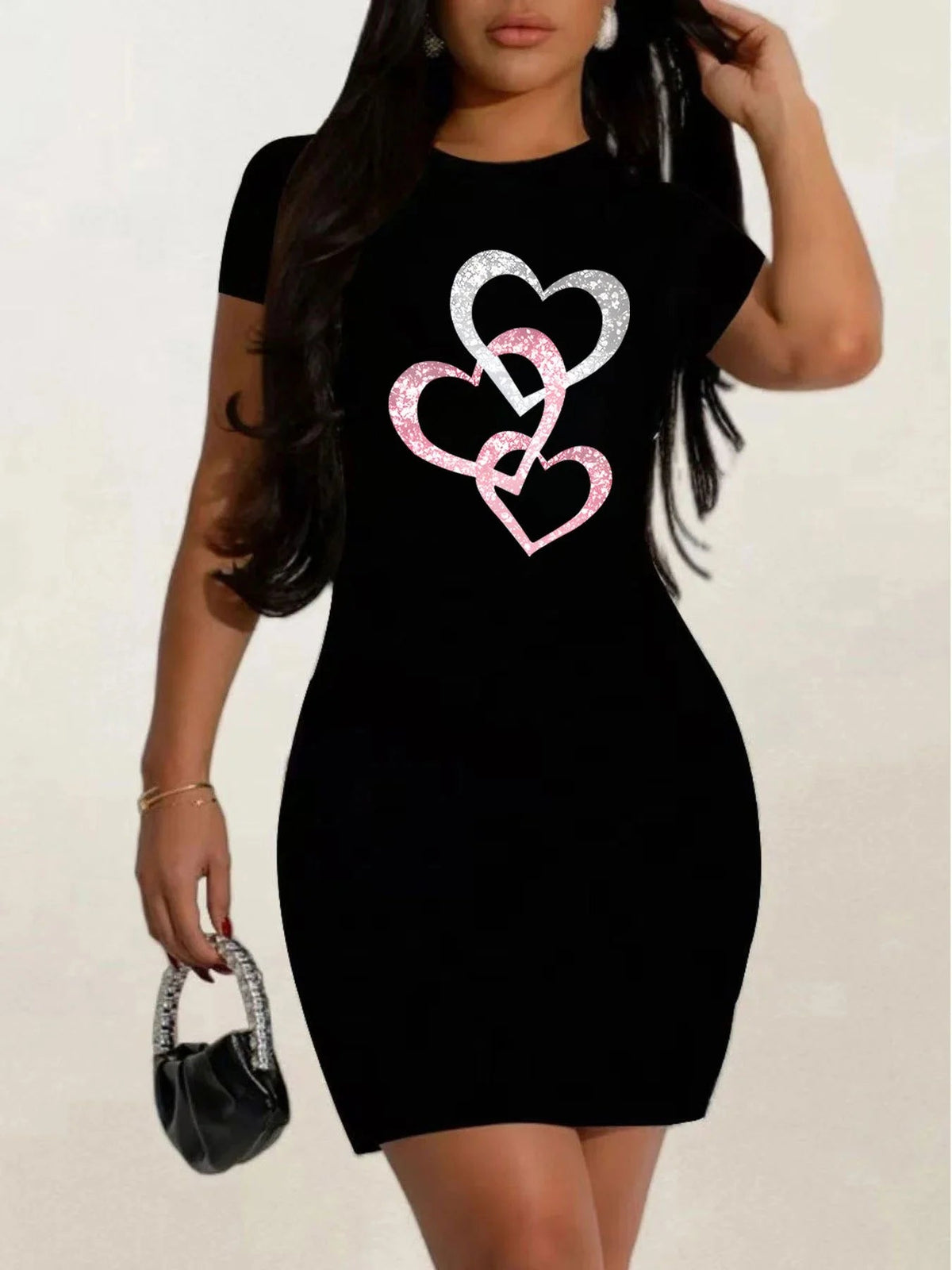 Short Sleeves Black Dress Relaxed Fit Graphic HL2024