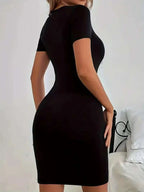 Short Sleeves Black Dress Relaxed Fit Graphic