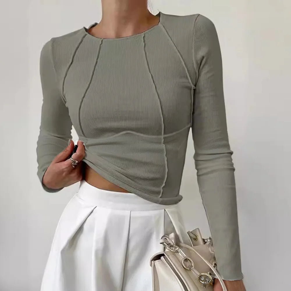 Slim Fit Round Sweater Long Sleeve green 9813
