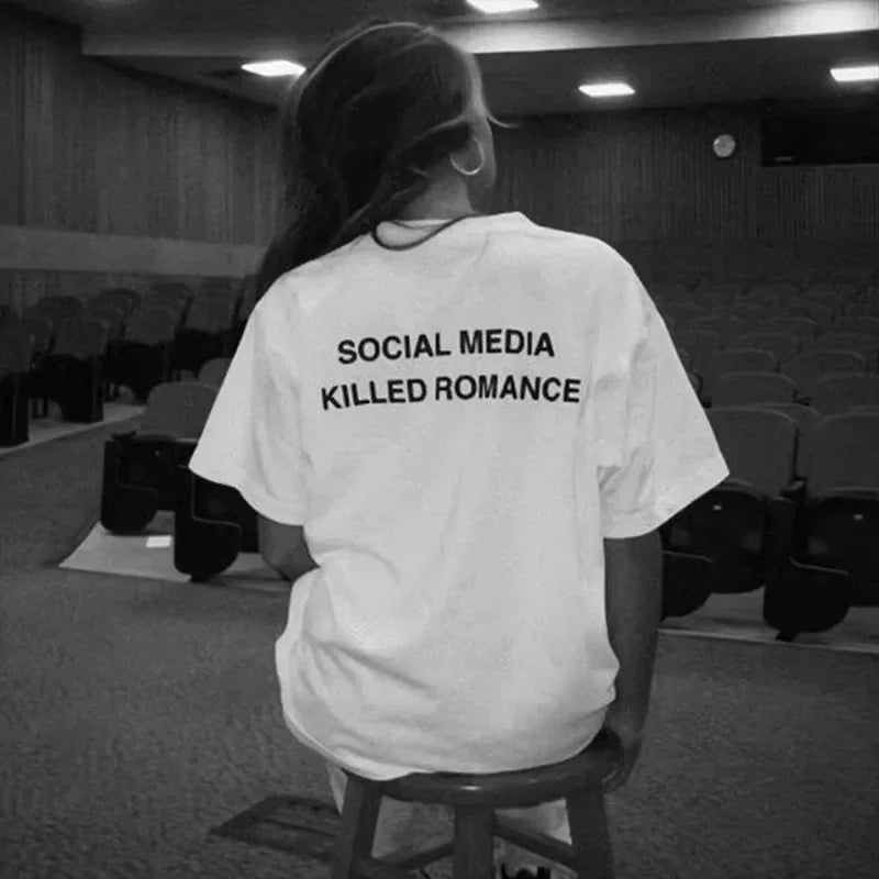 Social Media Killed Romance Cotton Graphic Tee