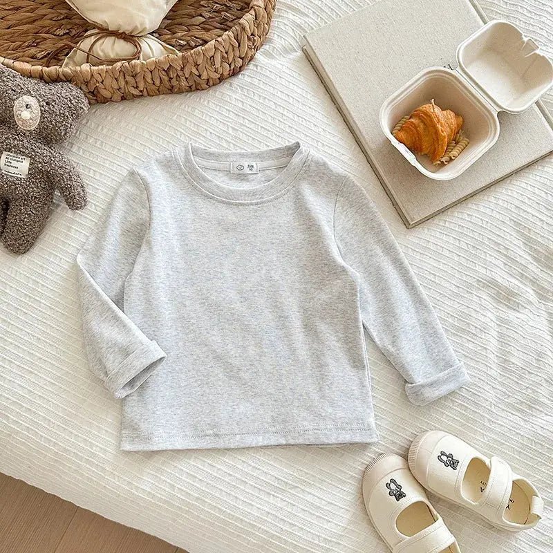 Soft Cotton Long T Shirt Long Sleeve Light Grey