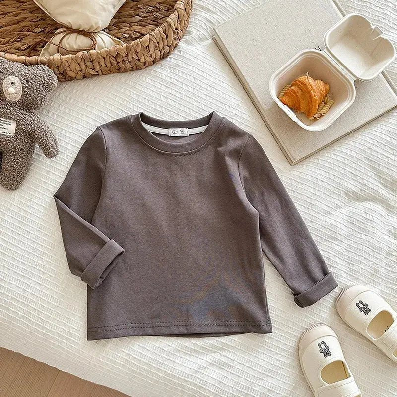 Soft Cotton Long T Shirt Long Sleeve Dark Grey