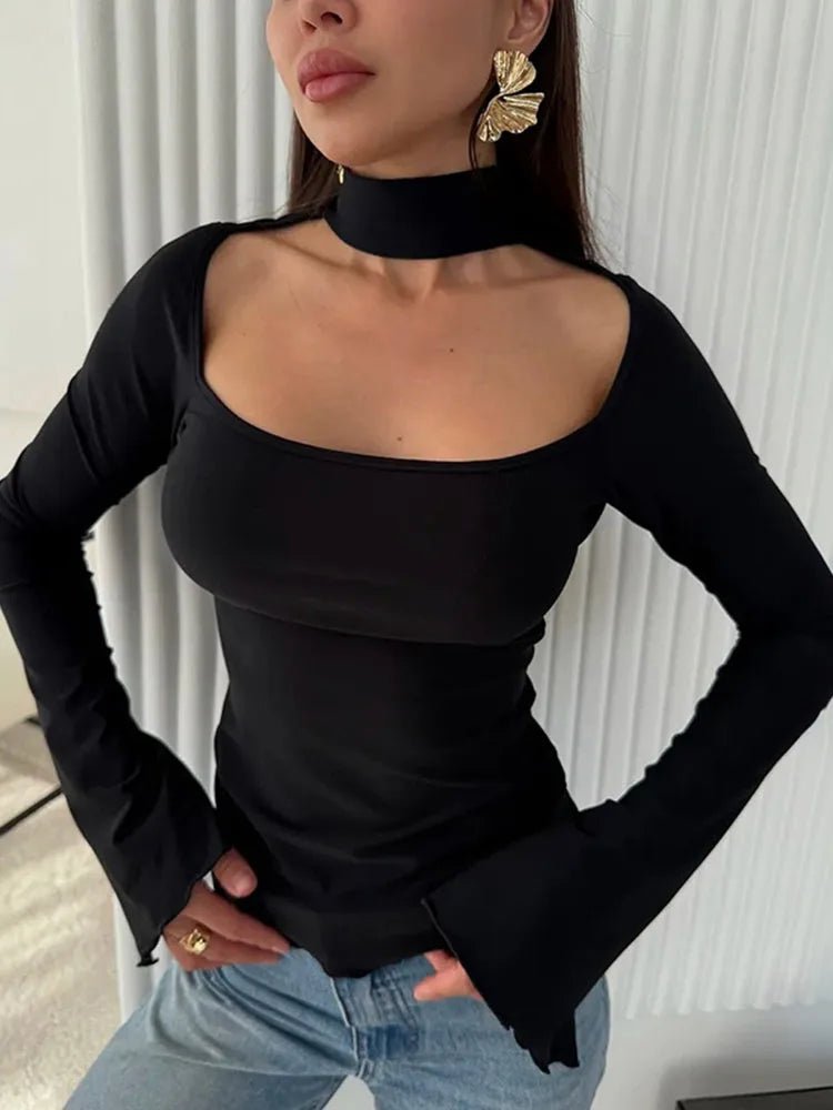 Solid Color Hanging Top Slim Fit Square Neck