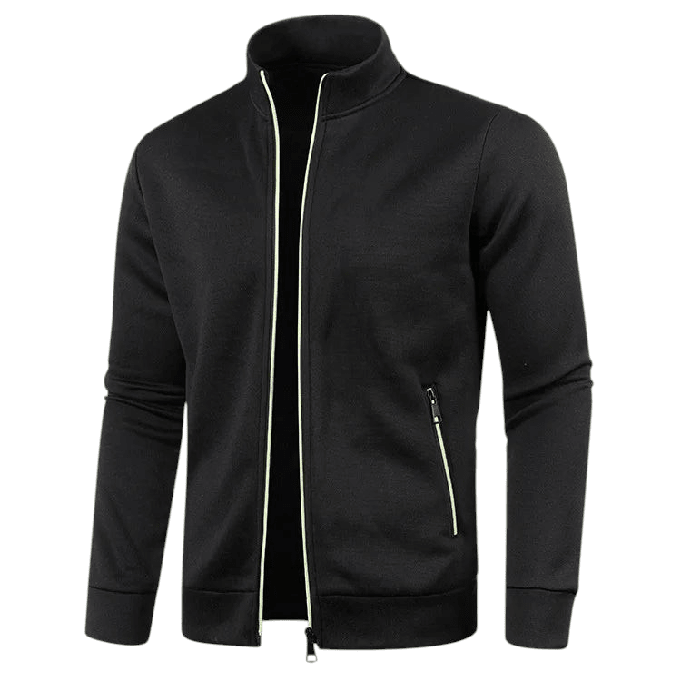 Solid Color Long Sleeve Cardigan Lace Zip Up Black