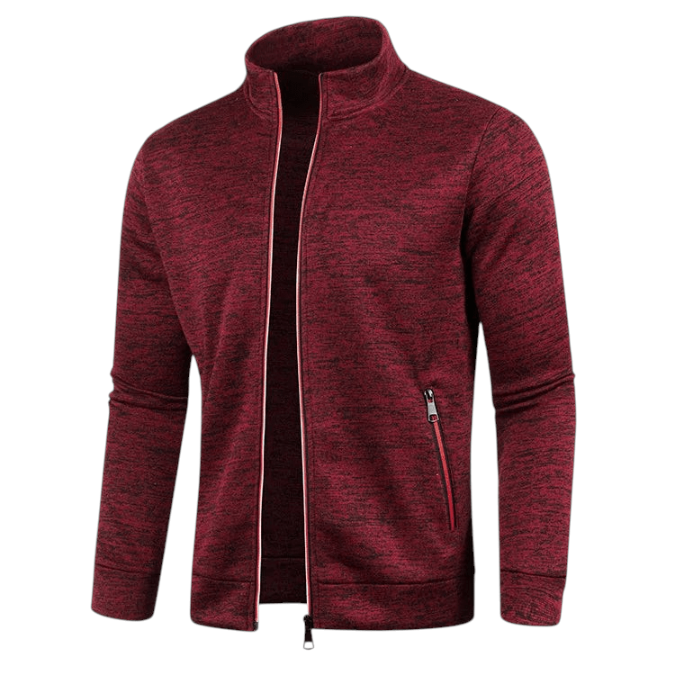 Solid Color Long Sleeve Cardigan Lace Zip Up Wine Red